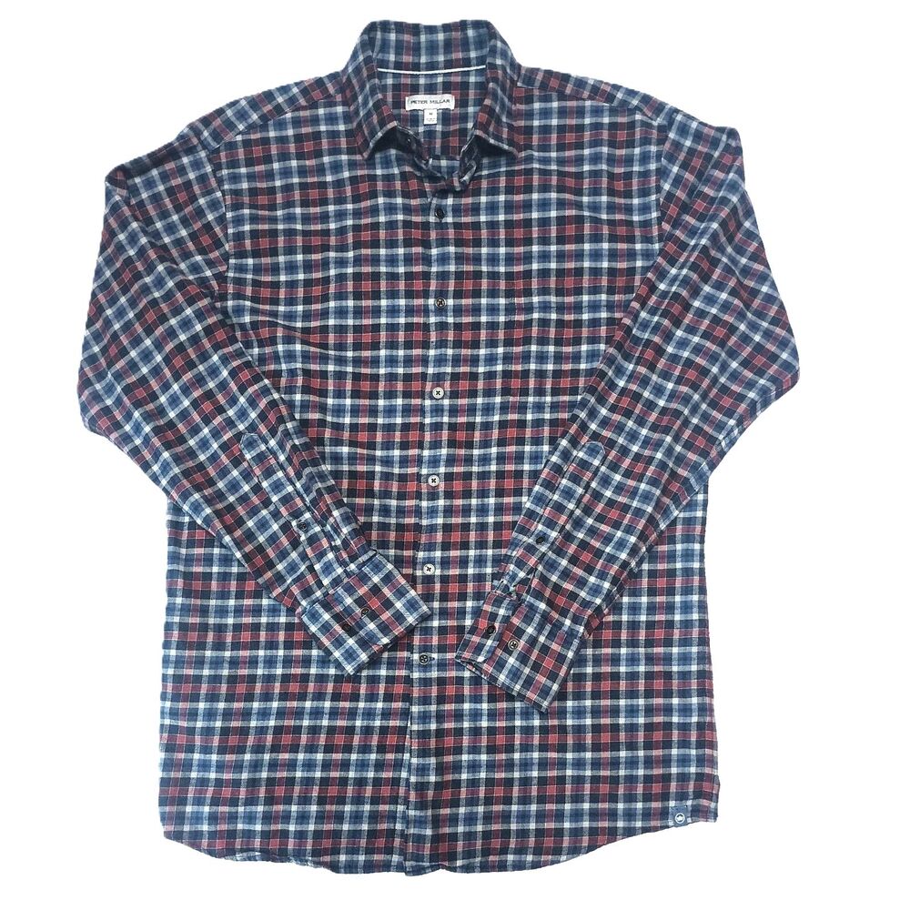 Peter Millar Flannel Classic Button Down Mens Size Medium Navy Medium